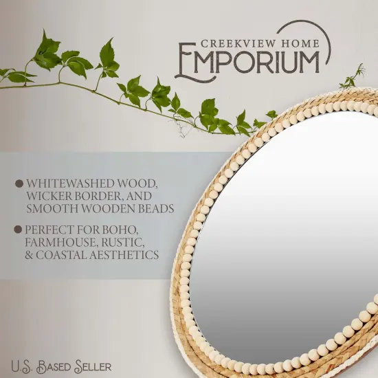Creekview Home Emporium Bohemian Decor Round Rattan Mirror - 20in Rustic Mirror {4}