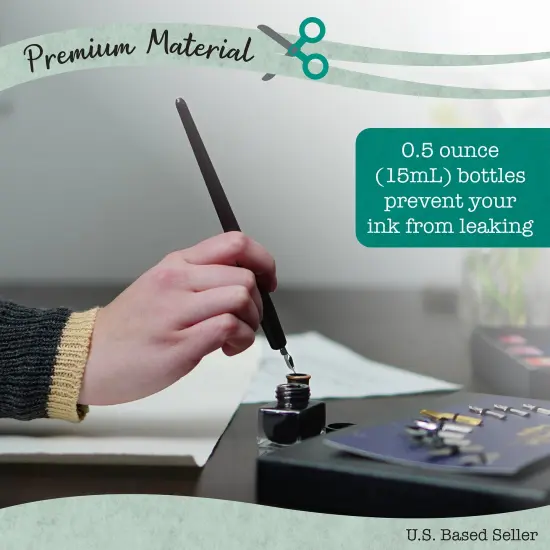 CraftyBook Calligraphy Pens for Writing - 12 Nibs with 7 Dip Pen Ink Colors {5}