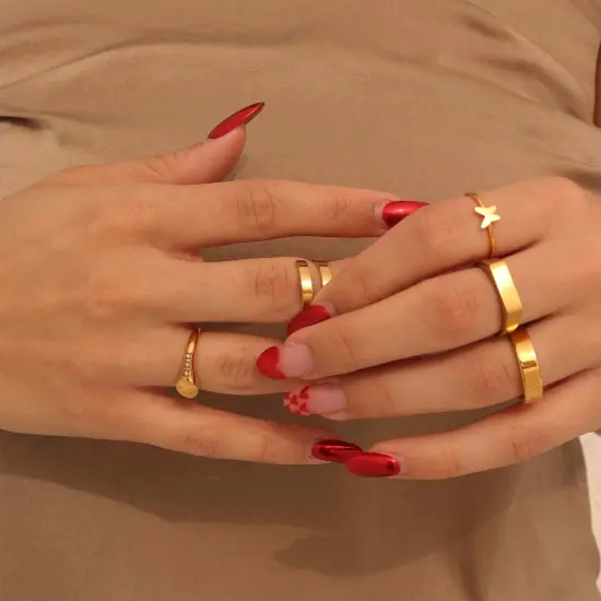 18k Gold PVD Coated Stainless Steel Blank Engravable CZ Round Signet Ring {4}