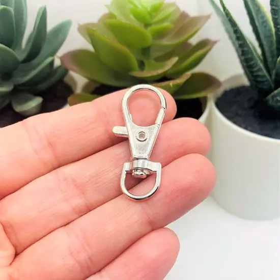 4, 20 or 50 Pieces: Bright Silver Swivel Lobster Clasps Lanyard Clips, 15x37 mm {2}