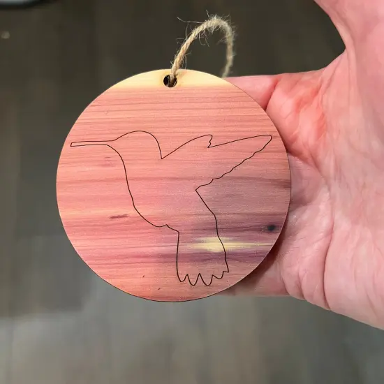 CEDAR Ornament - Hummingbird- Cedar Wood {2}