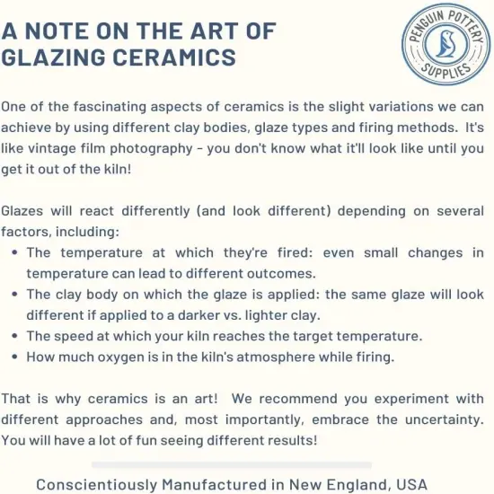 Penguin Pottery - Specialty Series - Moon Drop - Mid Fire Glaze, High Fire Glaze, Cone 6 for Mid Fire Clay - Ceramic Glaze Pottery (1 Pint | 16 oz | 473 ml) {3}