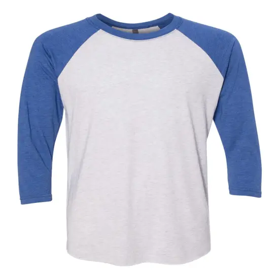 Next Level&reg; Triblend Crewneck Three-Quarter Raglan T-Shirt Vtg royal/htr wht {1}
