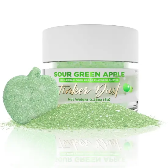 Bakell - Sour Green Apple Flavored Tinker Dust (8g, 1x Jar) Edible Glitter Blended Candy Topping {2}