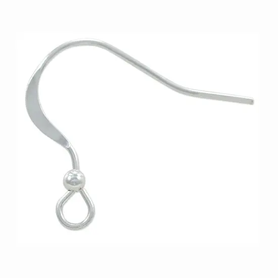 JewelrySupply Sterling Silver Flat Earring Wires with 2mm Bead (1 Pair of Sterling Silver Earrings) {3}