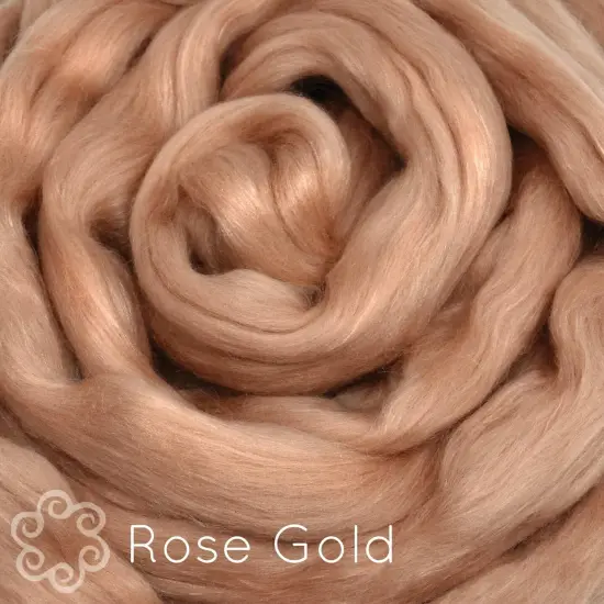 CASHMERE INDULGENCE BLEND of Superfine Merino, Mulberry Silk and a Touch of Cashmere Fiber, Spinning, Felting & Blending. Rose Gold {2}
