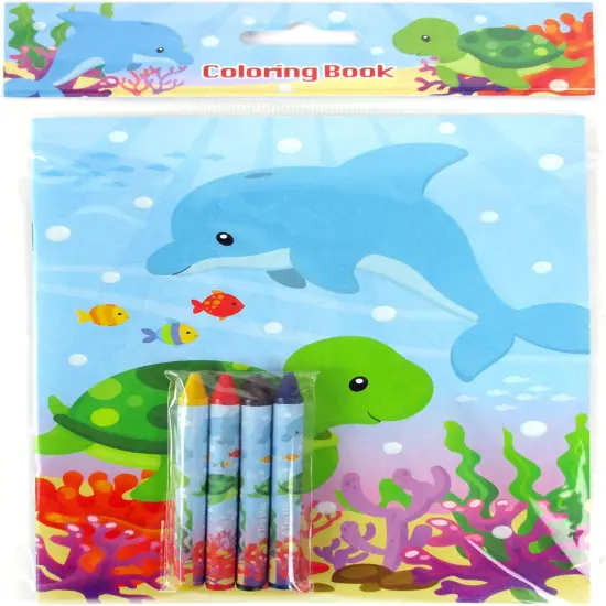 TINYMILLS Sea Turtles Animals Coloring Book Set with 12 Coloring Books and 48 Crayons {4}