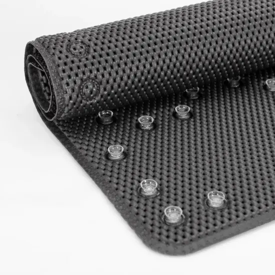 36 in. x 17 in. Non Skid Double Foam Bath Mat With 58 Suction Cups - 3 Colors Grey {7}