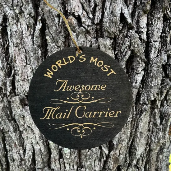 Ornament - Worlds most awesome Mail Carrier- BLACK Ornament {3}