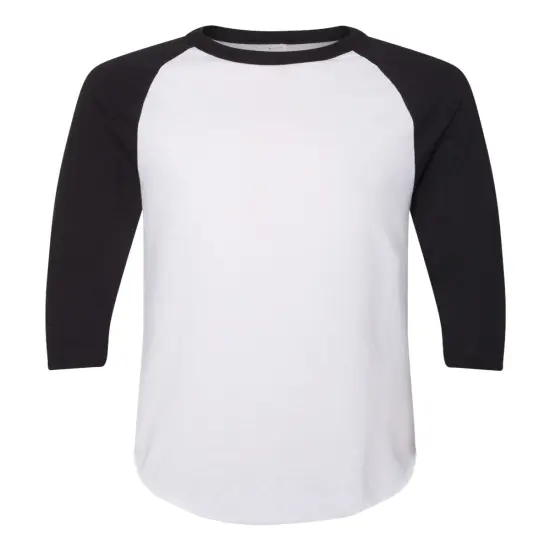 Augusta&reg; Three-Quater Raglan Sleeve Baseball Crewneck Long Sleeve Jersey White/ black {1}
