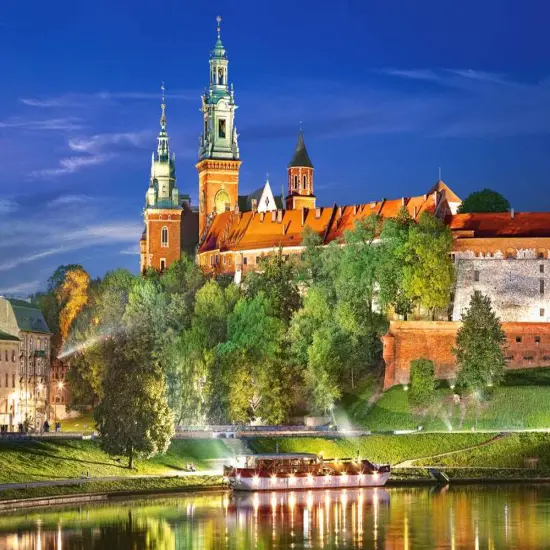 1000 Piece Jigsaw Puzzle, Wawel Castle by Night, Poland, Royal heritage, Royal Castle, Adult puzzle, CastorlandC-103027-2 {2}