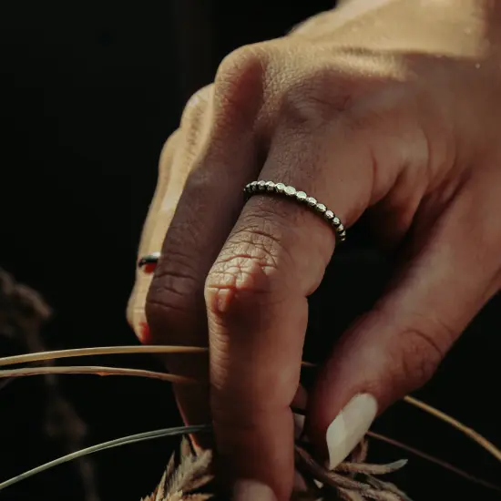 Stainless Steel PVD Coated Beaded Spacer Ring {6}