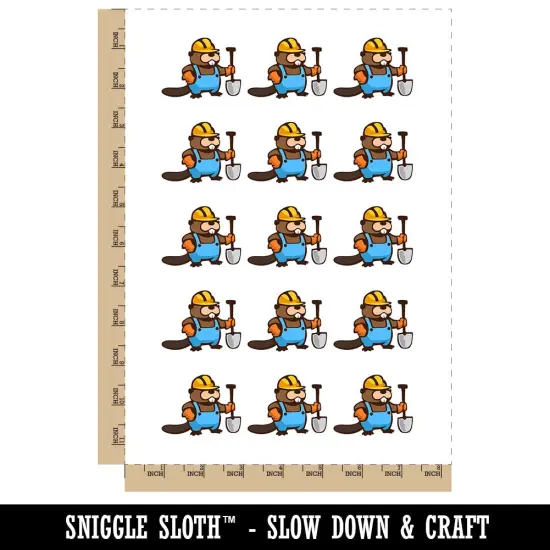 Construction Worker Builder Beaver with Shovel and Hard Hat Temporary Tattoo Water Resistant Set Collection (1 Sheet) {4}