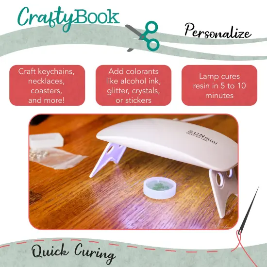 CraftyBook UV Epoxy Resin Kit with Molds - 7oz Clear UV Resin and UV Curing Lamp {3}