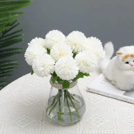 12 Pcs Silk Chrysanthemum Ball Flowers: Bridal Bouquet & Home D&eacute;cor Set {3}