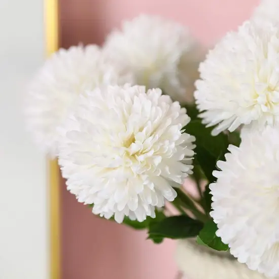 12 Pcs Silk Chrysanthemum Ball Flowers: Bridal Bouquet & Home D&eacute;cor Set {2}
