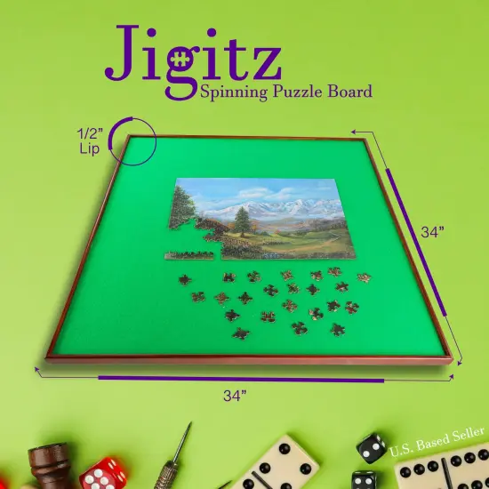 Jigitz Jigsaw Puzzle Spinner &ndash; 34&rdquo; Square Puzzle Holder Rotating Game Table {4}