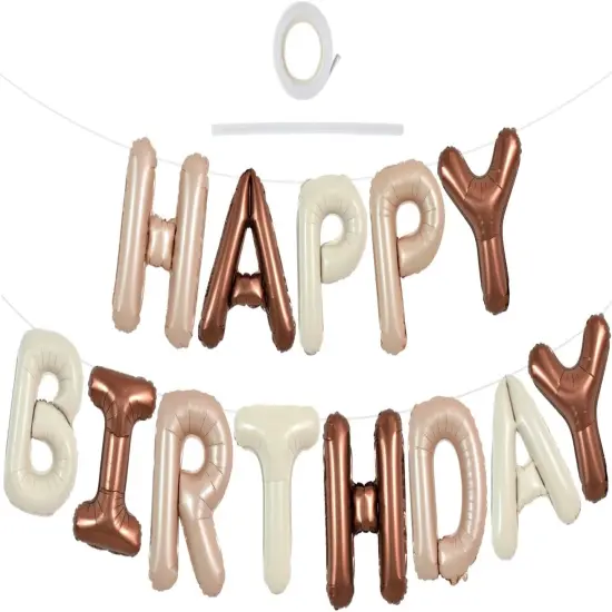 Colorful Celebrations: 16-Inch Mylar Foil Happy Birthday Balloons Banner - Eco-Friendly Decor for All Ages! Caramel cream choco {3}