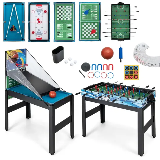 Costway 14-in-1 Combo Game Table Set with Foosball Air Hockey Ping Pong Chess Shuffleboard {5}