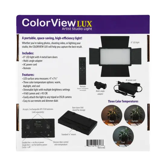 Acurit Colorview Lux Artist Studio Light 2 Pack - Adjustable Photography Lighting Kit 3 Color Temps, 4 Metal Barn Doors, 4160 Lumens LED - Remote Control, AC Power Supply, 6&rsquo;6" Light Stands Included {7}