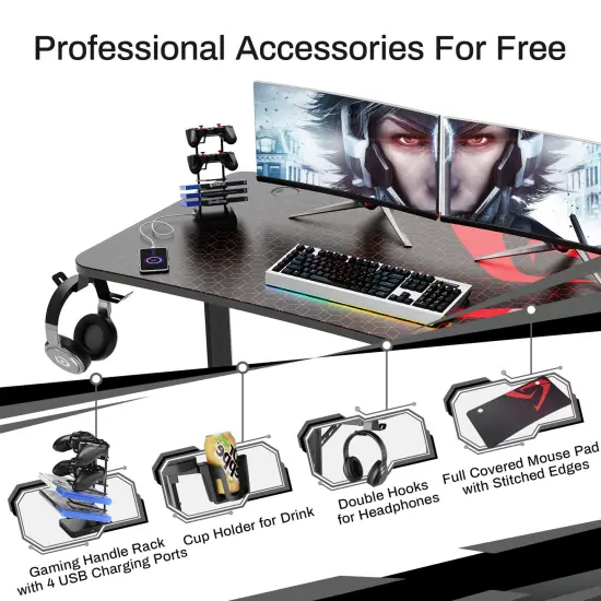 Eureka Ergonomic 47x23 Curved Shaped Gaming Desk {4}