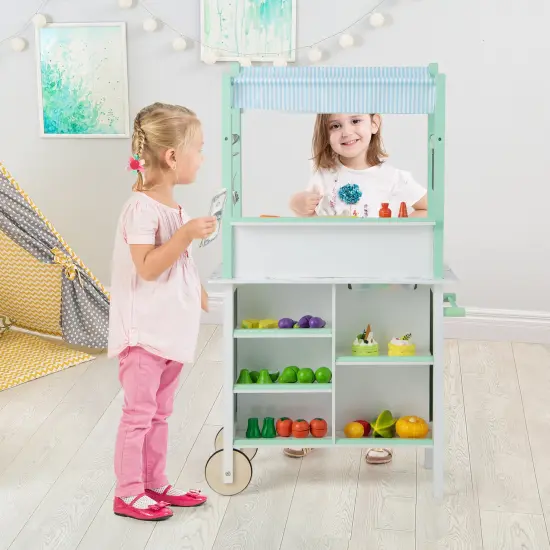 Double-sided Pretend Play Kitchen With Remote Control And Led Light Bars-green {2}