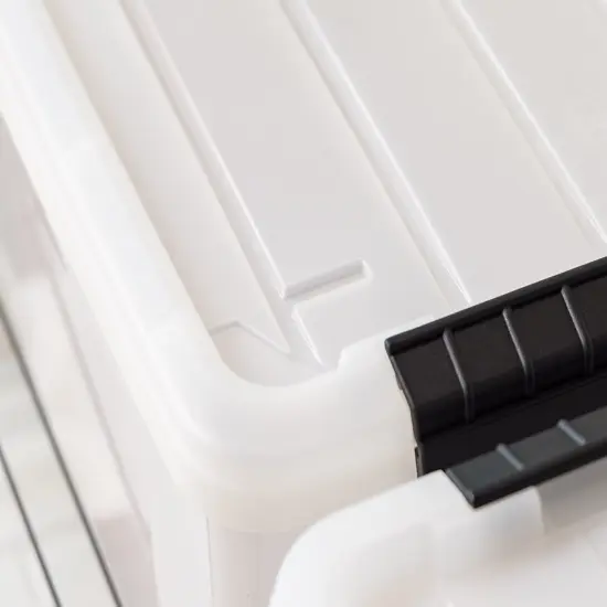 Plastic Storage Bins with Lids and Secure Latching Buckles Natural - 8 Pack {6}