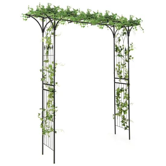 81 Inch Garden Arbor Metal Archway For Climbing Plants-Black {3}