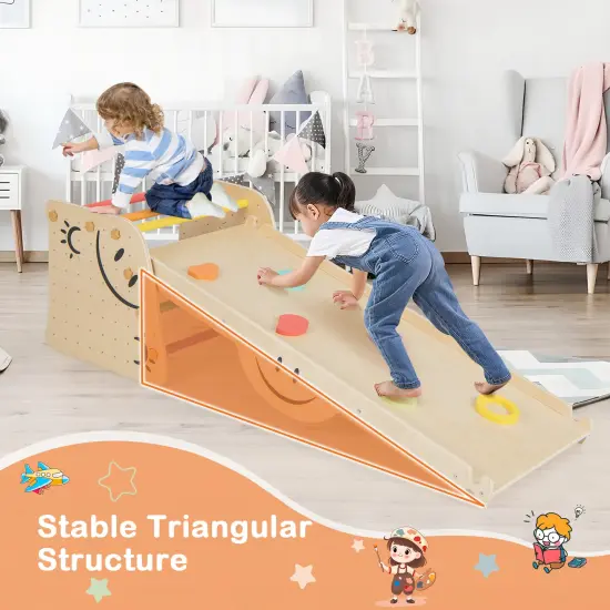 Wooden Climbing Toy Triangle Climber Set With Seesaw-multicolor {2}