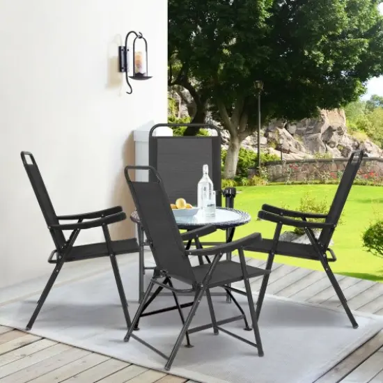 Set Of 4 Folding Sling Chairs With Armrest {1}