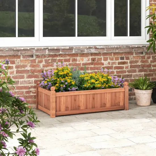 46 X 24 X 16 Inch Rectangular Planter Box With Drainage Holes For Backyard Garden Lawn-Brown {2}