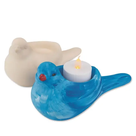 Color-Me&trade; Ceramic Bisque Bird Tea Light Candle Holder (Pack of 12) {3}