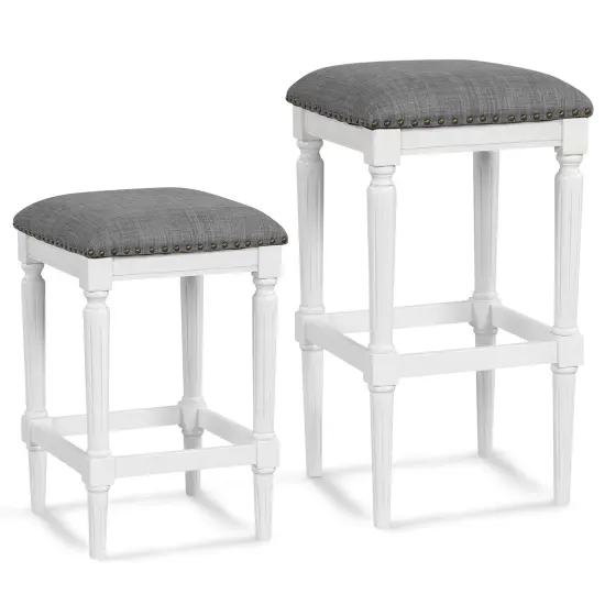 3 Heights Square Saddle Stool Set Of 2 With Footrests And Padded Seats {3}