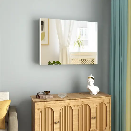 3-Door Wall-Mounted Mirror Cabinet with 3-Adjustable Shelves {2}