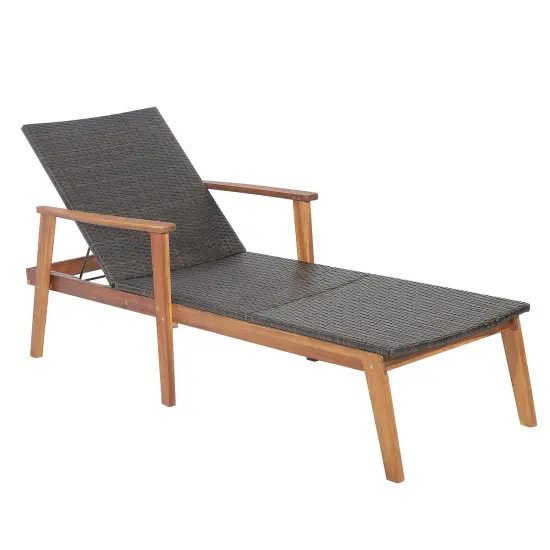 Patio Rattan Lounge Chair with 4-Position Adjustable Backrest {1}