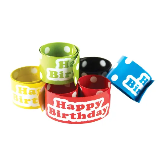Polka Dots Happy Birthday Slap Bracelets, 10 Per Pack, 6 Packs {2}