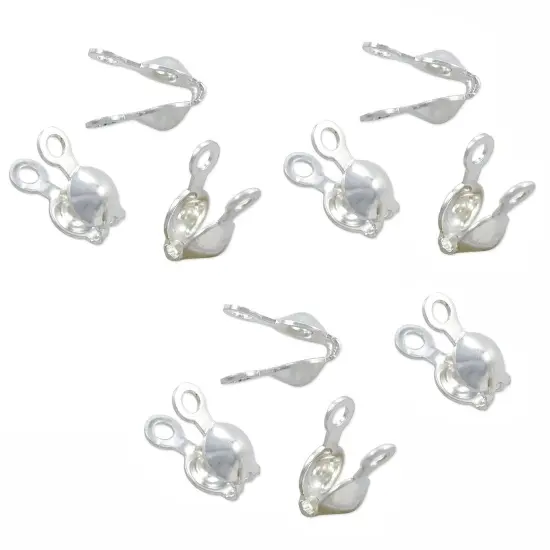 JewelrySupply Clam Shell Bead Tip 3.5mm Cup with Double Loop Sterling Silver (Pack or 10) {1}