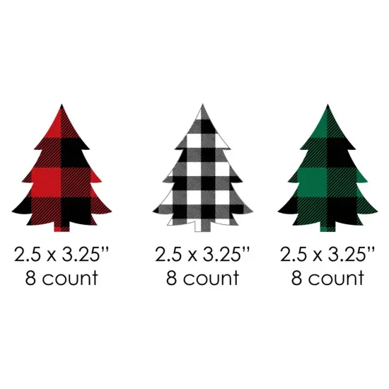Big Dot of Happiness Holiday Plaid Trees - Paper Straw Decor - Buffalo Plaid Christmas Party Striped Decorative Straws - Set of 24 {3}