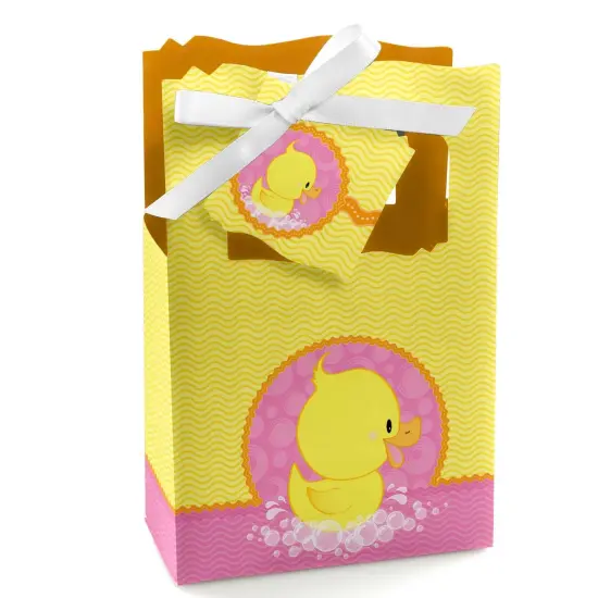 Big Dot of Happiness Pink Ducky Duck - Girl Baby Shower or Birthday Party Favor Boxes - Set of 12 {1}