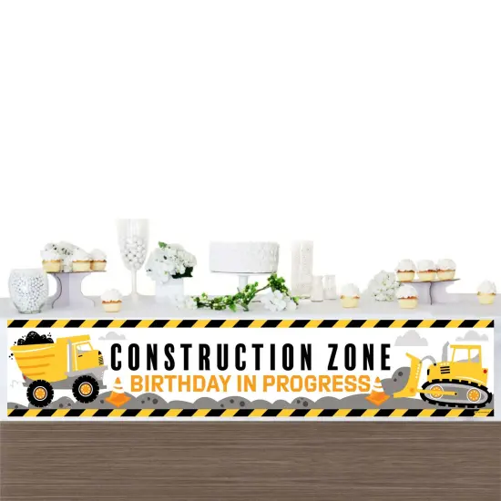 Big Dot of Happiness Dig It - Construction Party Zone - Happy Birthday Decorations Party Banner {4}