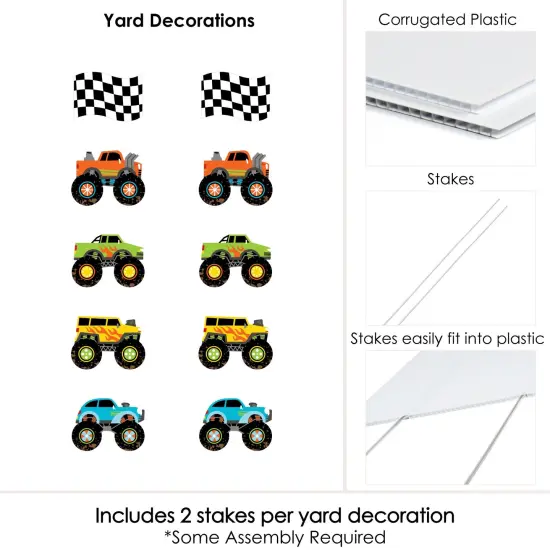 Big Dot of Happiness Smash and Crash - Monster Truck - Lawn Decorations - Outdoor Boy Birthday Party Yard Decorations - 10 Piece {7}