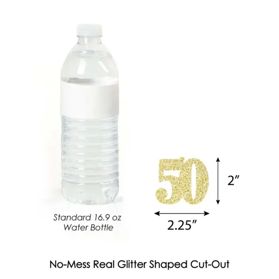 Big Dot of Happiness Gold Glitter 50 - No-Mess Real Gold Glitter Cut-Out Numbers - 50th Birthday Party Confetti - Set of 24 {4}