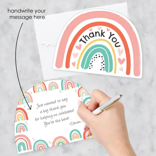 Big Dot of Happiness Hello Rainbow - Shaped Thank You Cards - Boho Baby Shower and Birthday Party Thank You Note Cards with Envelopes - Set of 12 {3}