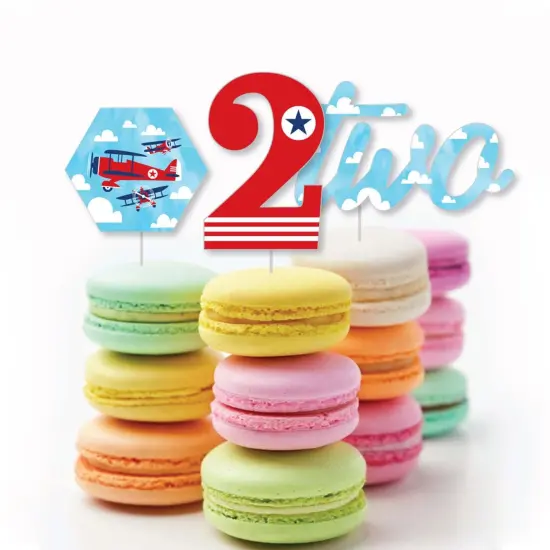 Big Dot of Happiness 2nd Birthday Taking Flight - Airplane - DIY Shaped Vintage Plane Second Birthday Party Cut-Outs - 24 Count {4}