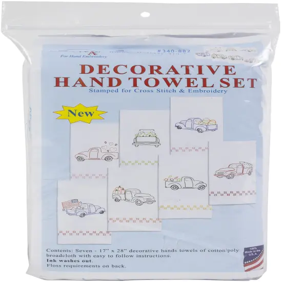 Jack Dempsey Stamped Decorative Hand Towels 17"x28" 7/Pkg-Holiday Trucks {1}