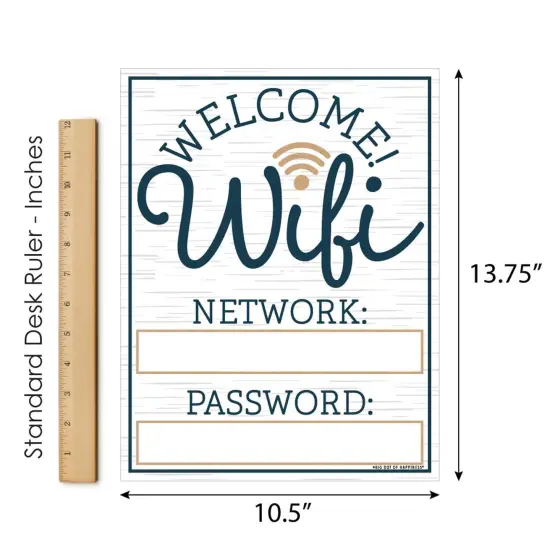 Big Dot of Happiness Wifi Password Sign - Business & Home Decor - Printed on Sturdy Plastic Material - 10.5 x 13.75 inches - Sign with Stand - 1 Piece {7}