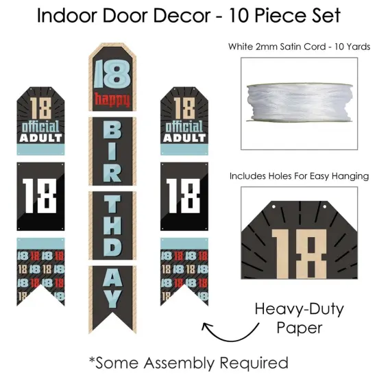 Big Dot of Happiness Boy 18th Birthday - Hanging Vertical Paper Door Banners - Eighteenth Birthday Party Wall Decoration Kit - Indoor Door Decor {6}