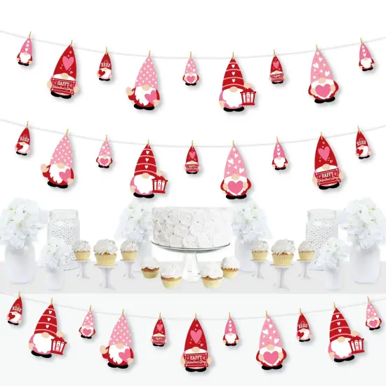 Big Dot of Happiness Valentine Gnomes - Valentine&rsquo;s Day Party DIY Decorations - Clothespin Garland Banner - 44 Pieces {1}