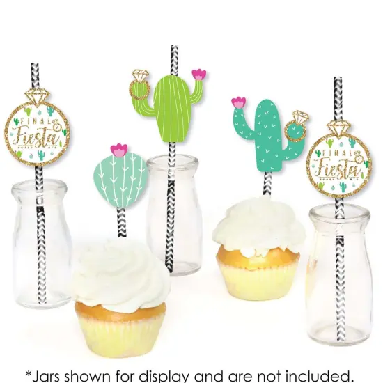 Big Dot of Happiness Final Fiesta - Paper Straw Decor - Last Fiesta Bachelorette Party Striped Decorative Straws - Set of 24 {6}