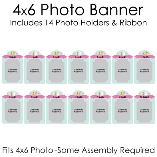 Big Dot of Happiness 1st Birthday Whole Llama Fun - DIY Llama Fiesta First Birthday Party Decor - 1-12 Monthly Picture Display - Photo Banner {6}